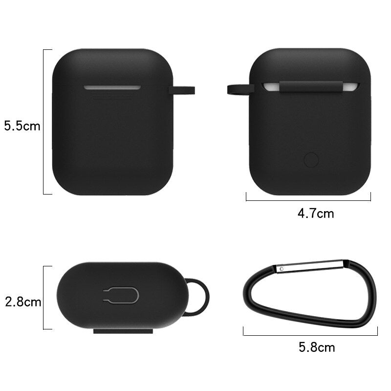 6 in 1 Airpod Case Kits for Airpods 1/2 remium EVA Box with Airpods Ear Hooks/ Airpods Slip Airpods Watch Band Holder