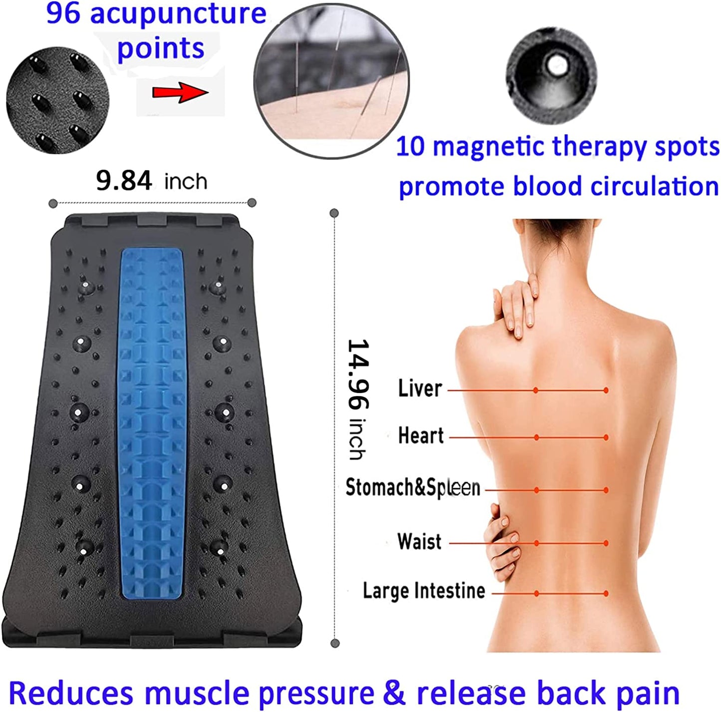 Ever Vibrant Back Cracker for Pain Relief, Adjustable Multi-Level Back Stretcher