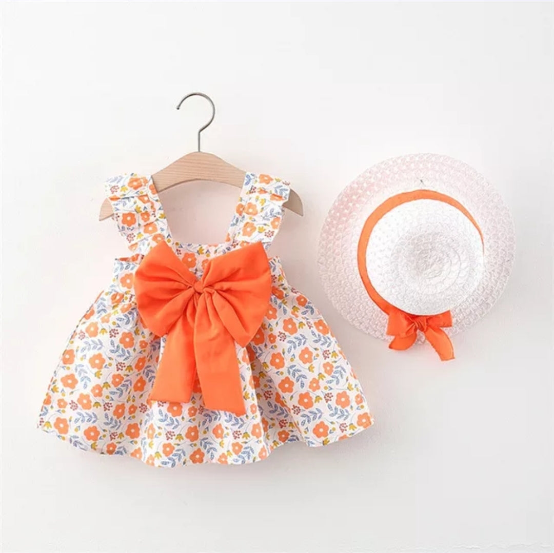 2pack Cute Mesh Summer Dress with Big Bow & Hat