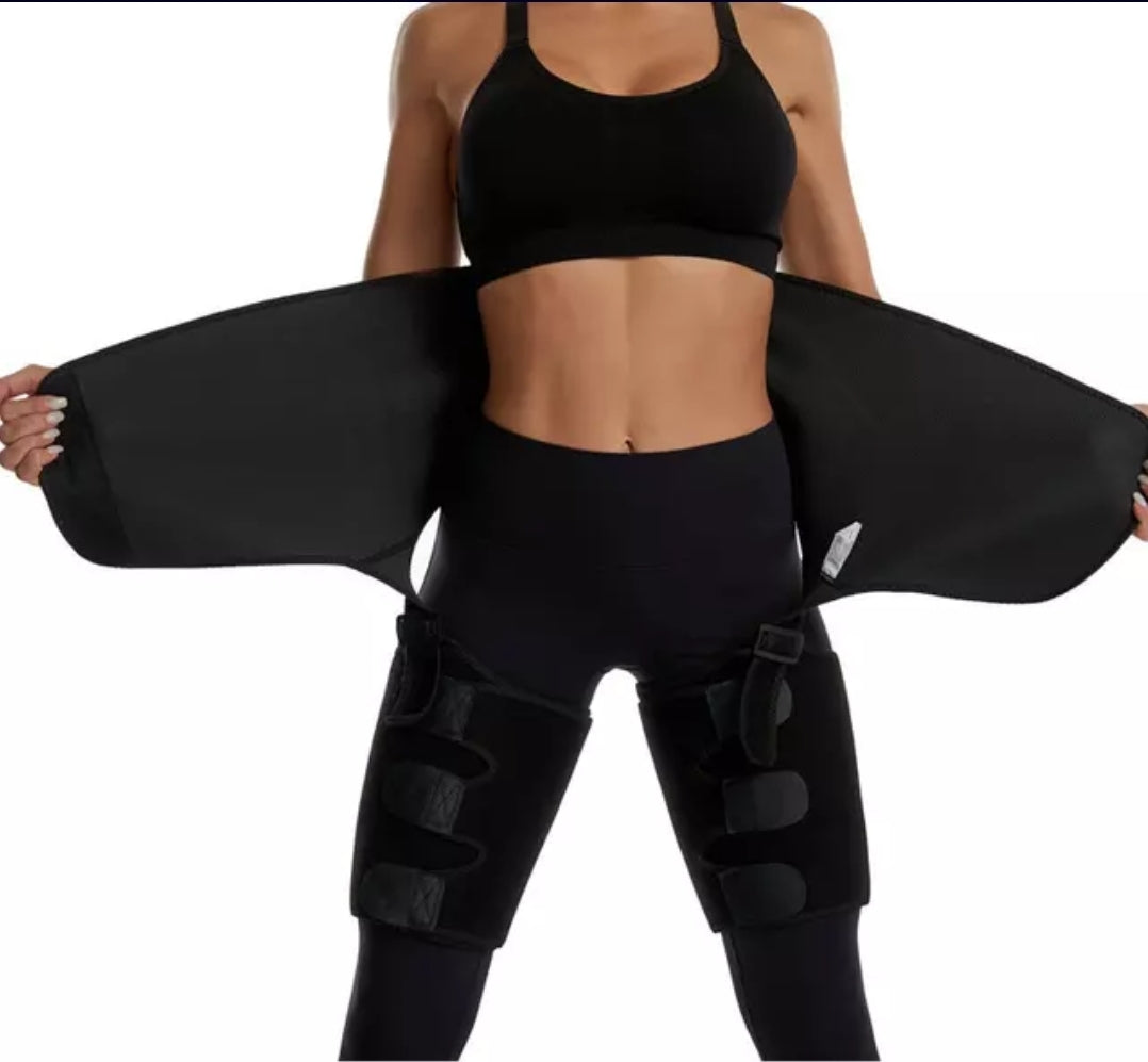 3 IN 1 Thigh Trimmer High Waist Trainer Body Shaper Butt Lifter Sweat Belt