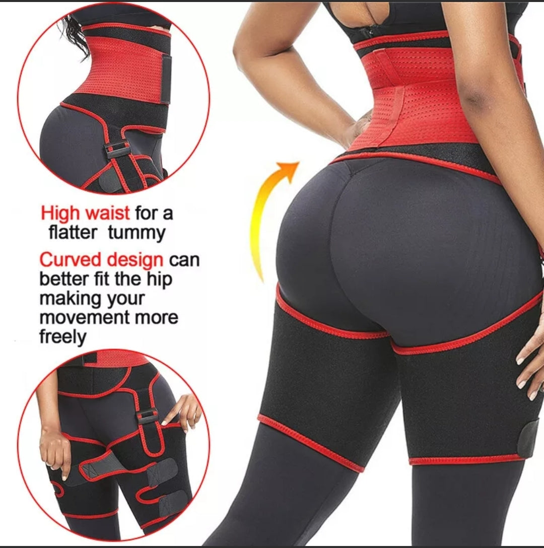SAYFUT Women's Body 3-in-1 Waist and Thigh Trimmer Shapewear Weight Loss  Butt Lifter Waist Trainer Slimming Support Belt Hip Raise Body Shaper