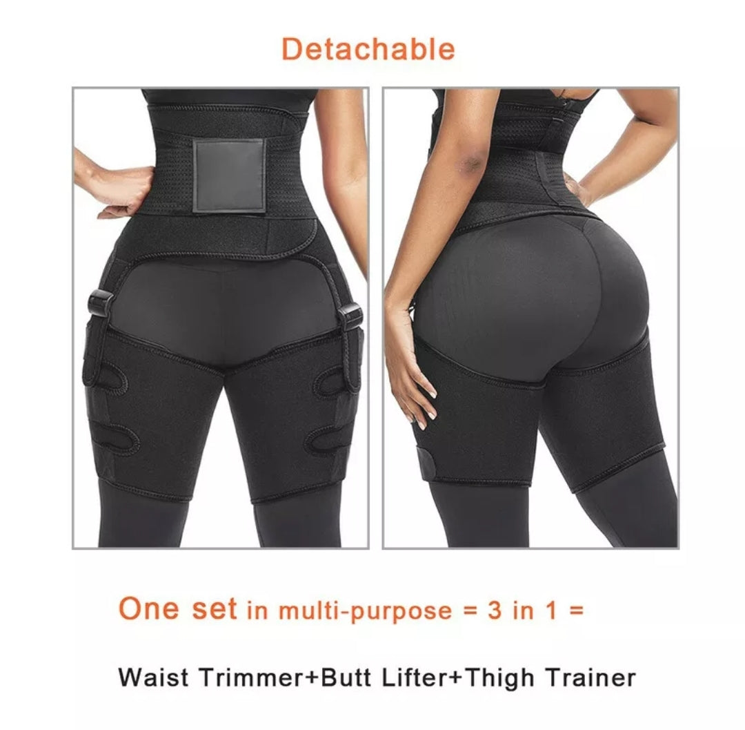 3 IN 1 Thigh Trimmer High Waist Trainer Body Shaper Butt Lifter Sweat Belt