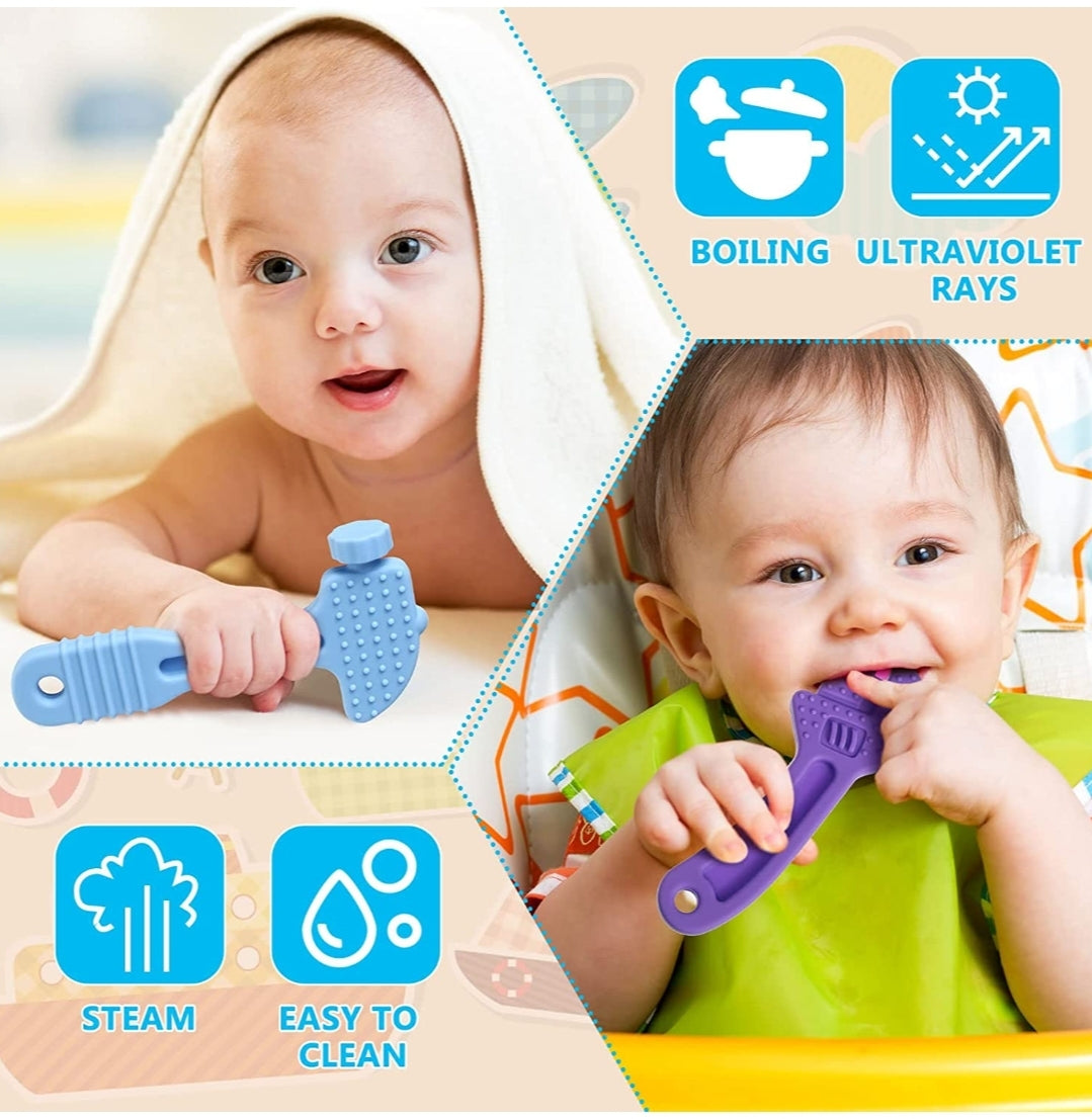  8 Pack Baby Teething Toys with Anti-Lost Rope for Babies 0-12 Months, Teethers, BPA Free Silicone Molar Teether