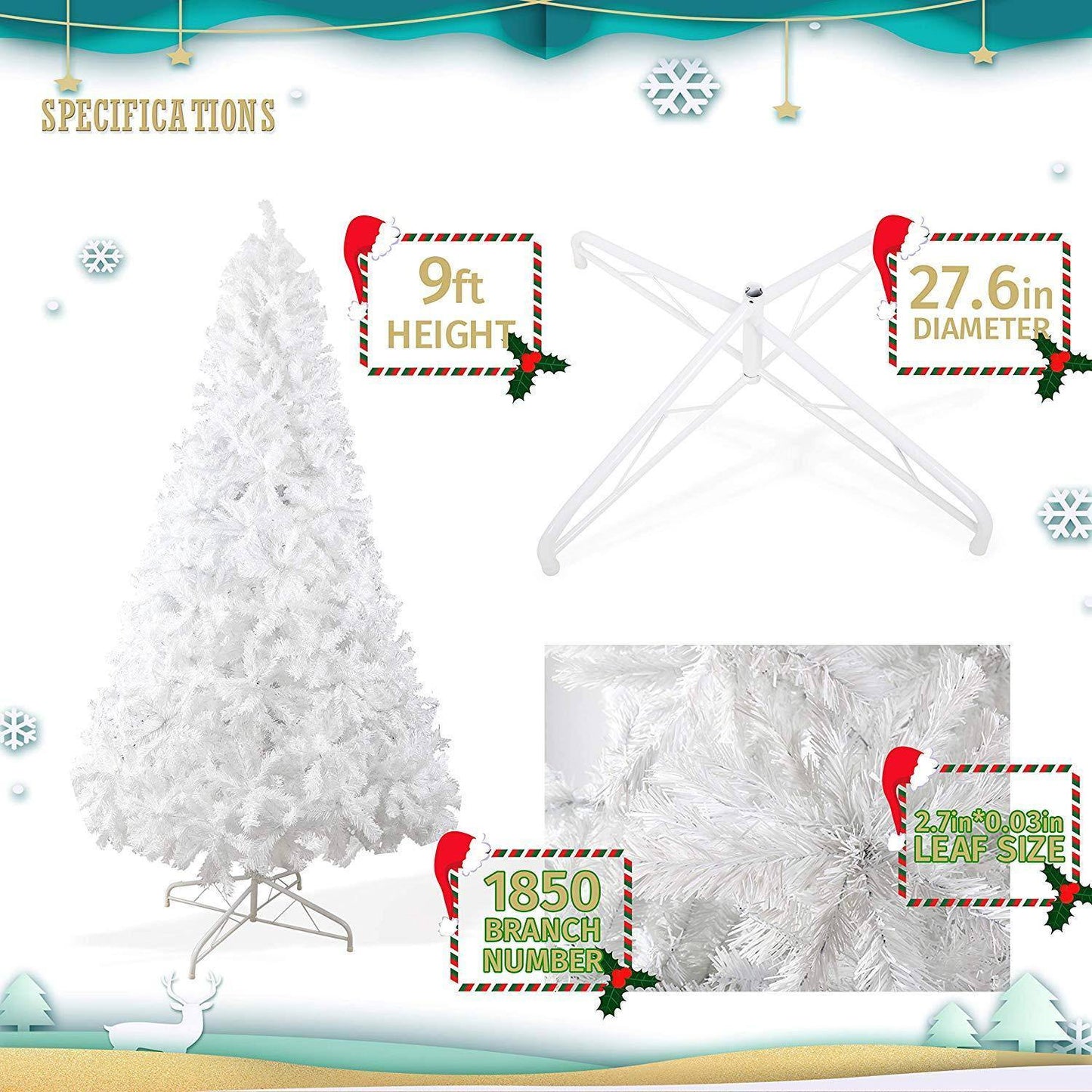 9' Premium Spruce Artificial Christmas Tree w/Metal Stand