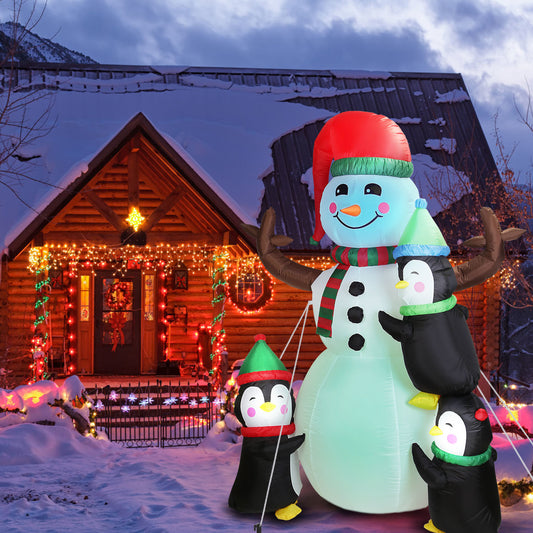 5.9FT Christmas Inflatable Outdoor Decoration Snowman Penguin Blow Up Yard Decoration with LED Light Built-in Air Blower for Winter Holiday Xmas Garden