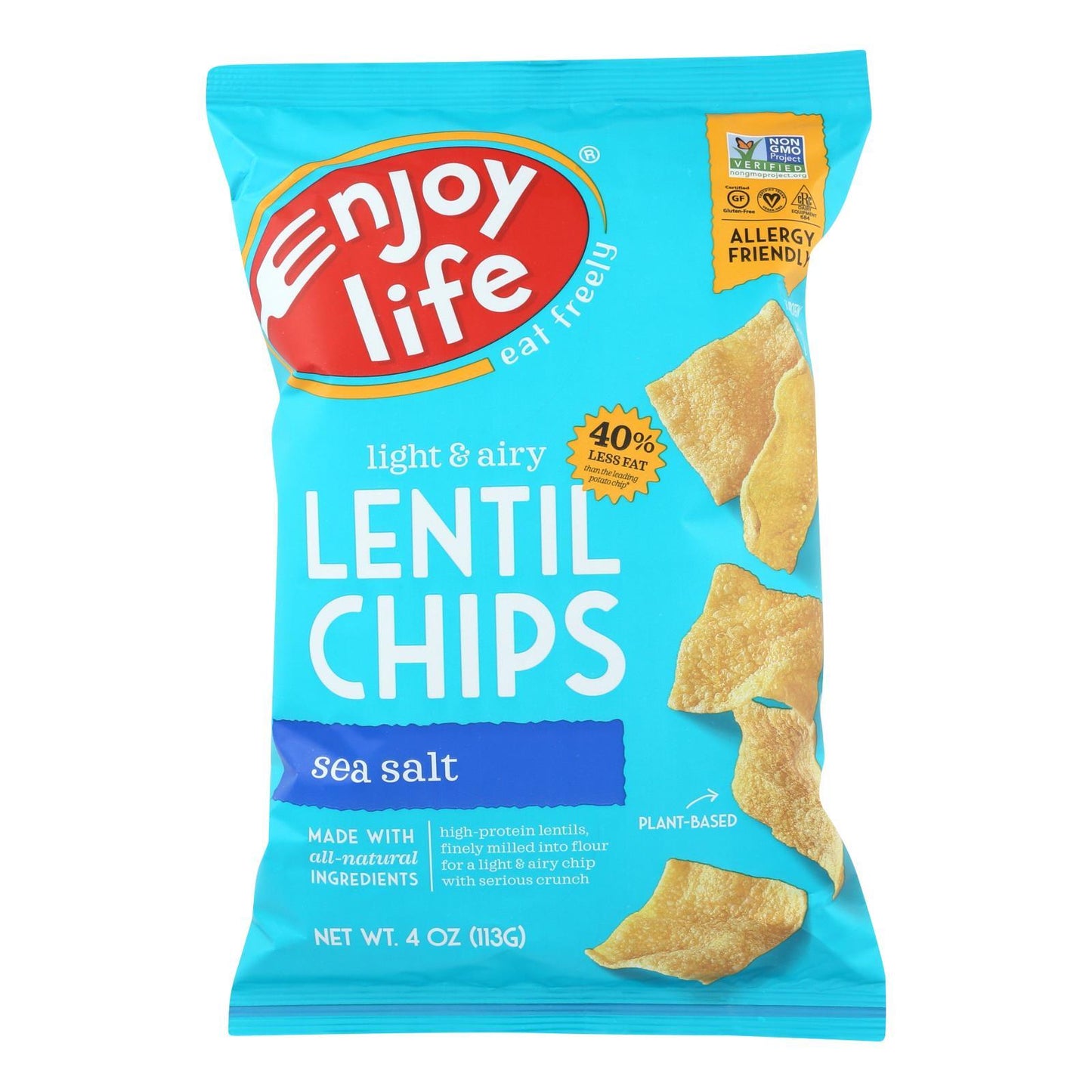 Enjoy Life - Lentil Chips - Plentils - Light Sea Salt - 4 Oz - Case Of 12