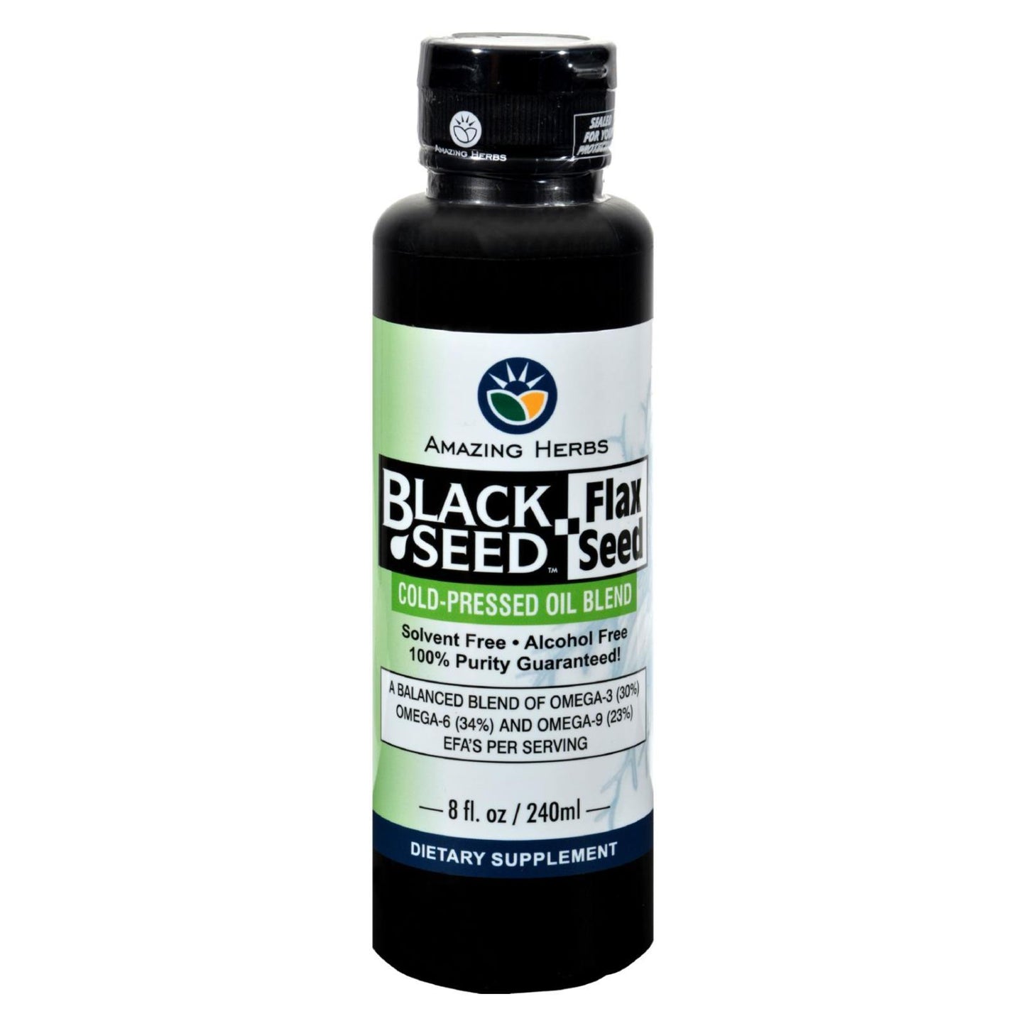 Amazing Herbs - Black Seed Oil Blend - Flax Seed Oil - 8 Oz