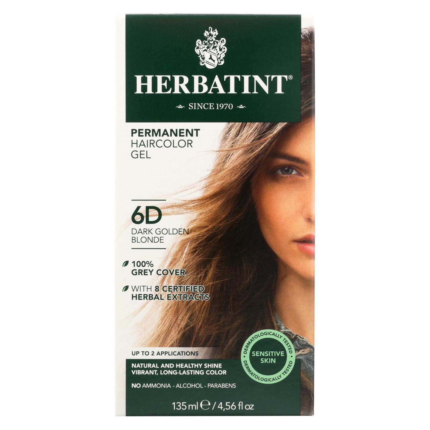 Herbatint Permanent Herbal Haircolour Gel 6d Dark Golden Blonde - 135 Ml