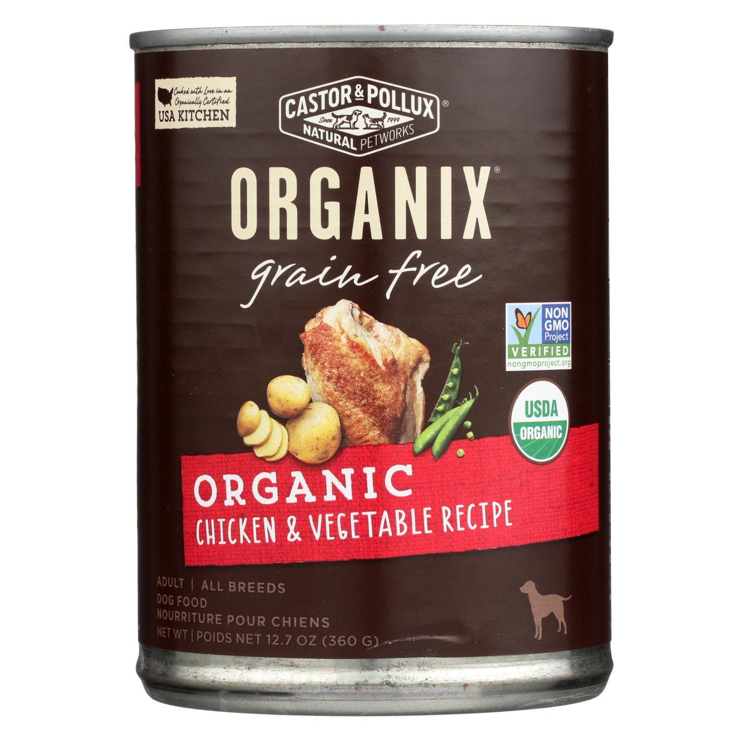 Castor And Pollux Organic Grain Free Dog Food - Chicken And Vegetables - Case Of 12 - 12.7 Oz.