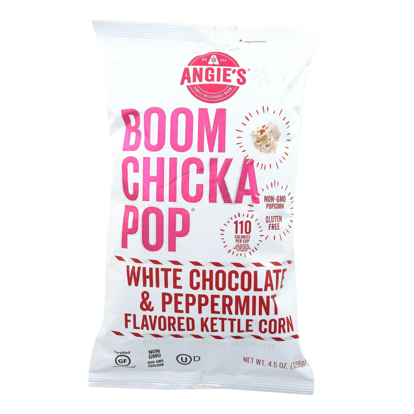 Angie's Kettle Corn White Chocolate And Peppermint - Case Of 12 - 4.5 Oz