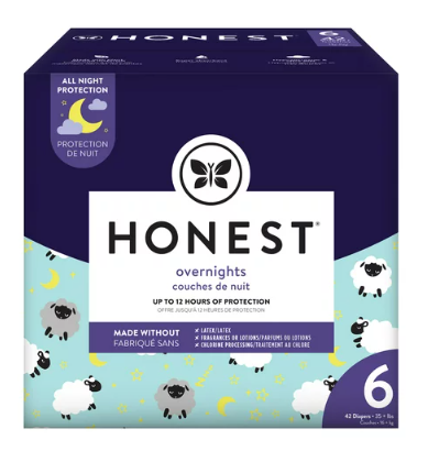 The Honest Company Overnight Baby Diapers, Sleepy Sheep, Size 6, 42 ct