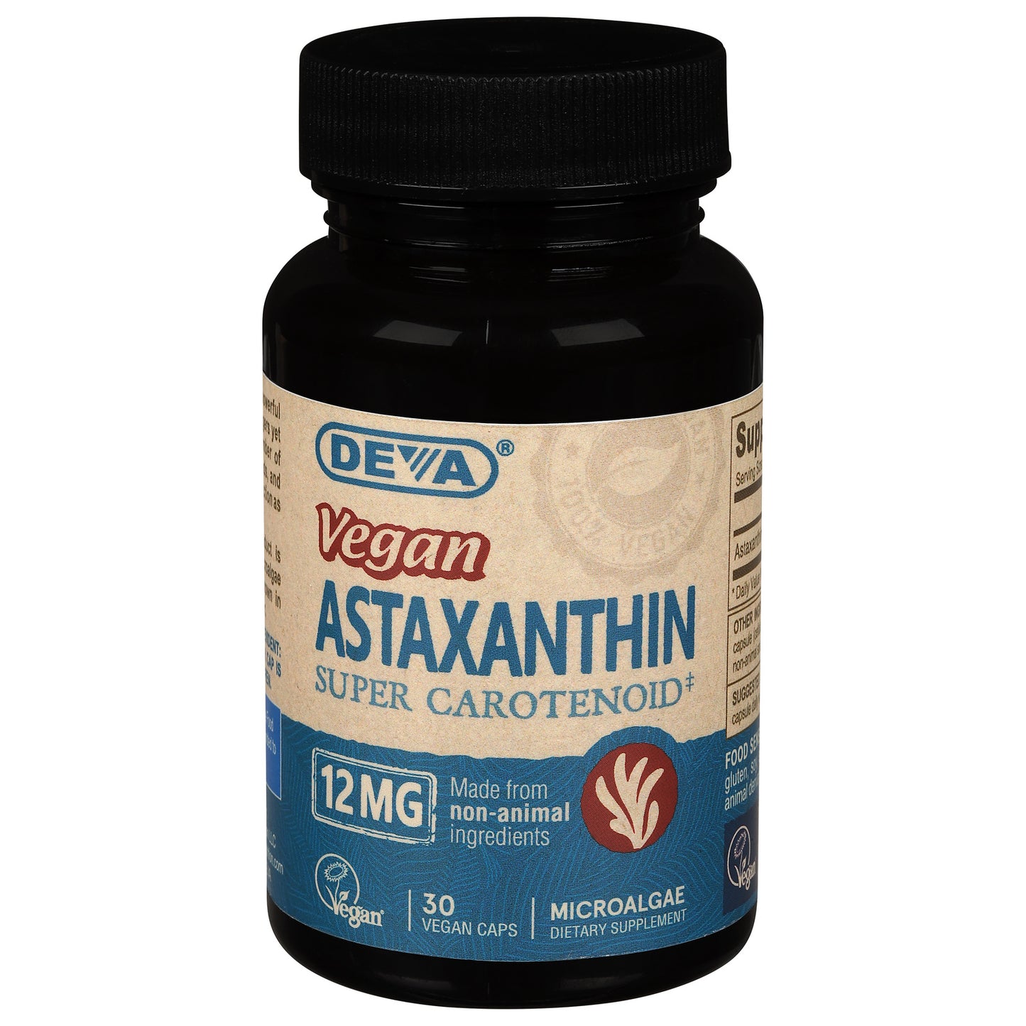 Deva Vegan Vitamins - Astaxantin 12 Mg Vegan - 30 Vegan Capsules