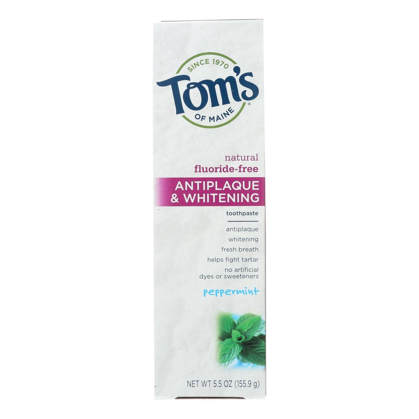 Tom's Of Maine Antiplaque And Whitening Toothpaste Peppermint - 5.5 Oz - Case Of 6