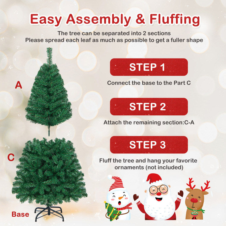 5/6 Feet Artificial PVC Hinged Christmas Tree with Solid Metal Stand