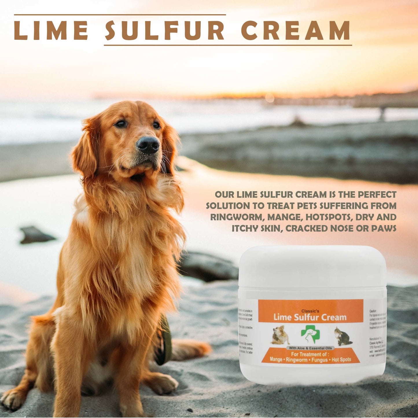 Lime Sulfur Pet Skin Cream - Pet Care and Veterinary Treatment for Itchy and Dry Skin - Safe Solution for Dog;  Cat;  Puppy;  Kitten;  Horse…