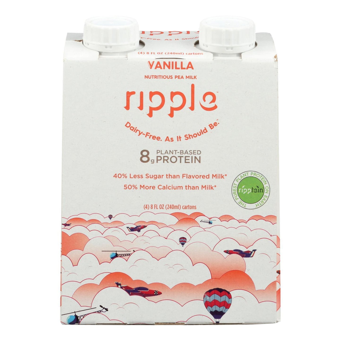 Ripple Foods Ripple Aseptic Vanilla Plant Based With Pea Protein - Case Of 4 - 4/8 Fz