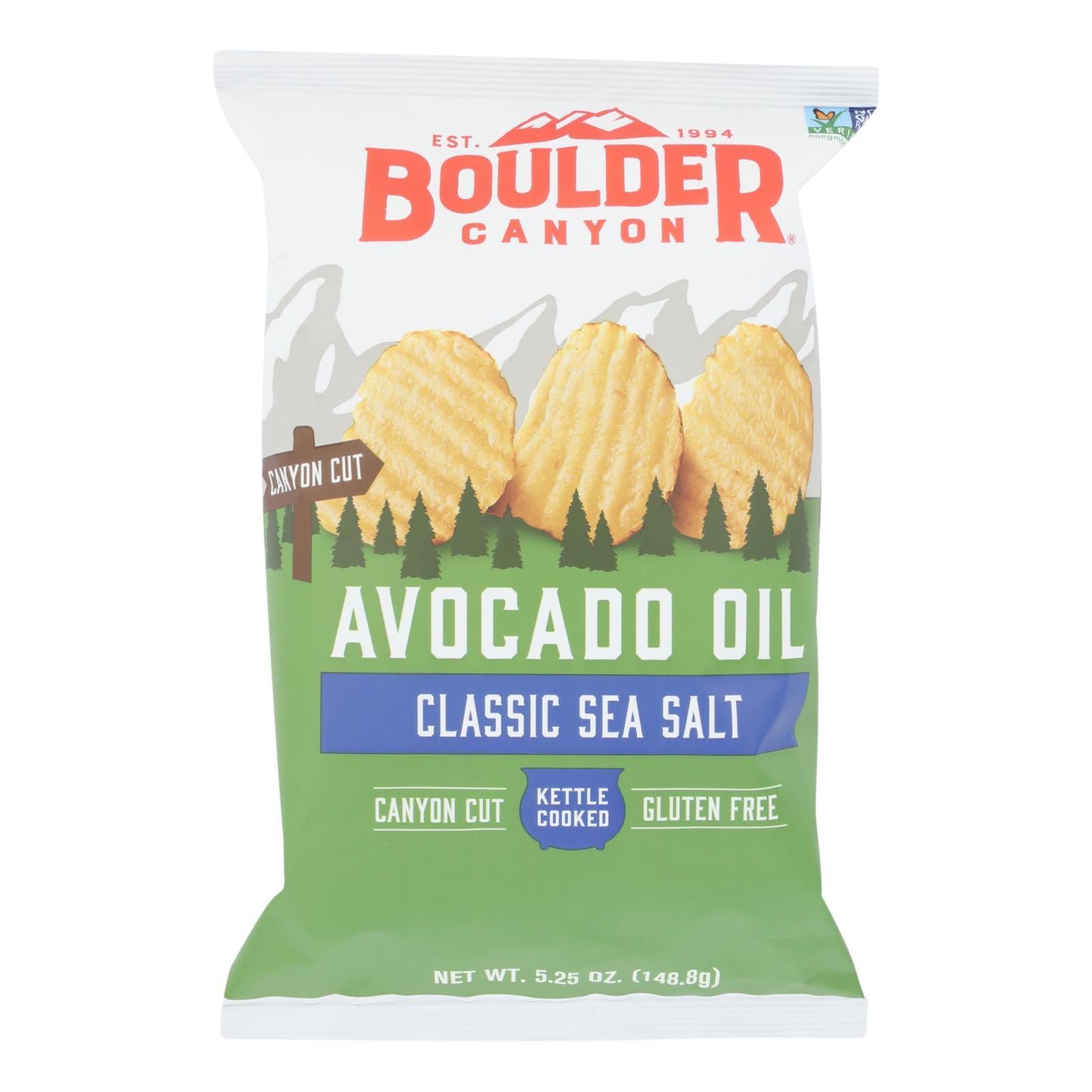 Boulder Canyon - Avocado Oil Canyon Cut Potato Chips - Sea Salt - Case Of 12 - 5.25 Oz.