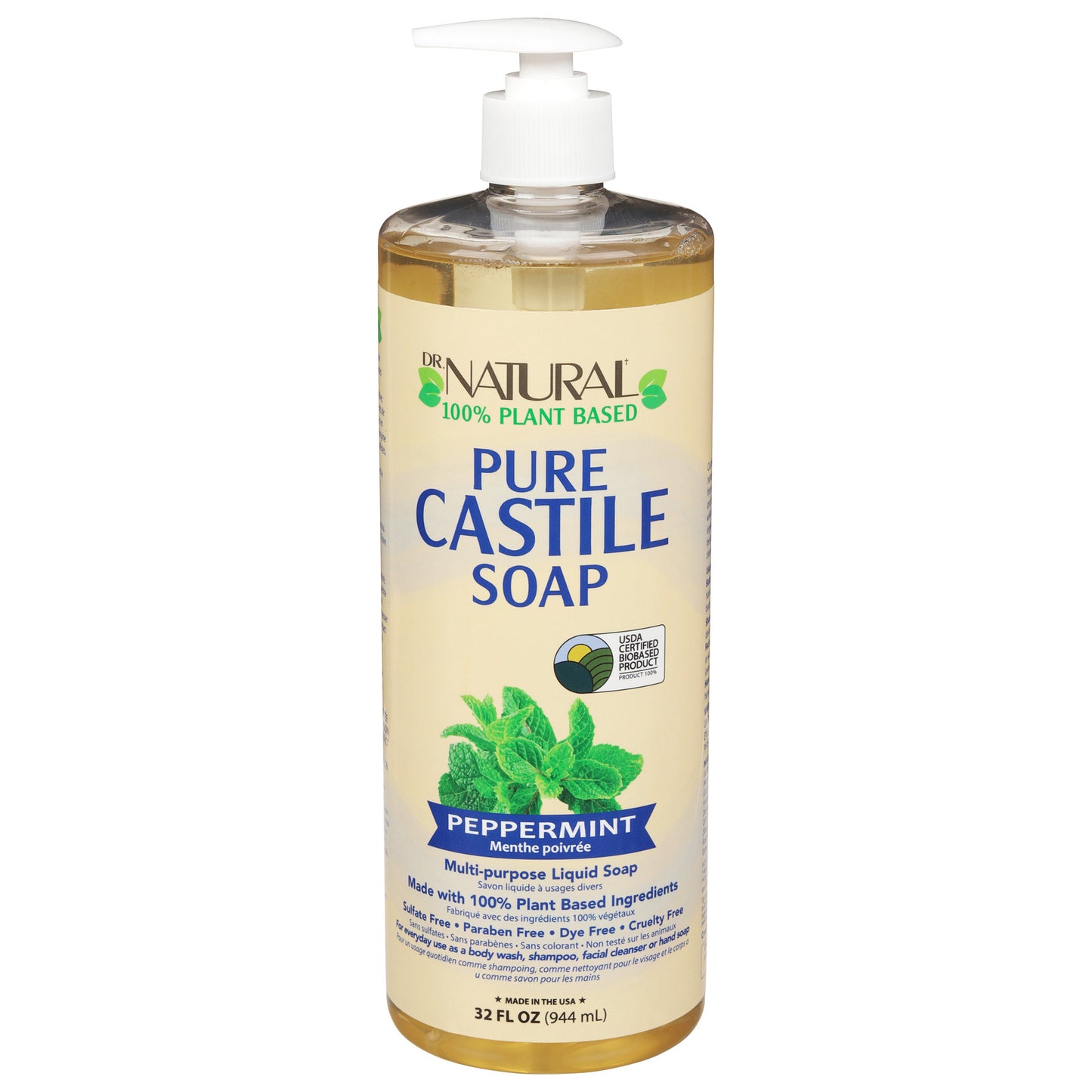 Dr. Natural - Castile Liquid Soap Peppermt - 1 Each 1-32 Fz