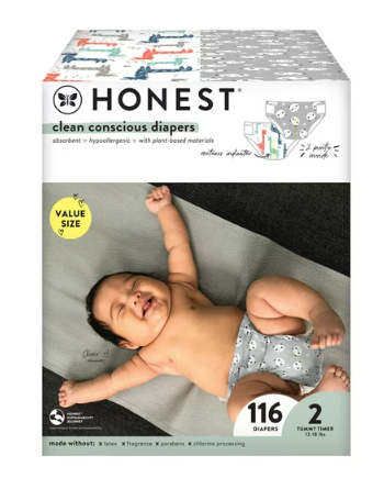 The Honest Company Clean Conscious Baby Diapers, Size 2, 116 ct