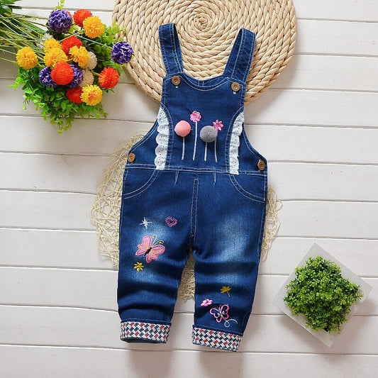 6M-4Y Toddlers Casual Cute Butterfly Jeans Jumpsuit/Overall